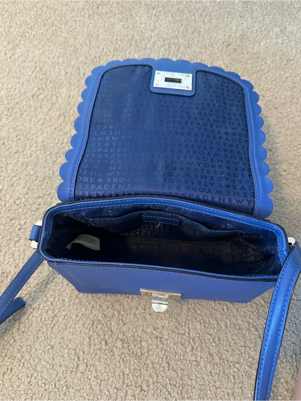 Kate Spade Scallop Royal Blue Smooth Leather Crossbody - Picture 6 of 7